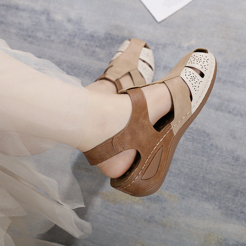 [W-Zapato] Zapatillas Y Sandalias Con Talón De Línea De Coche De Colores