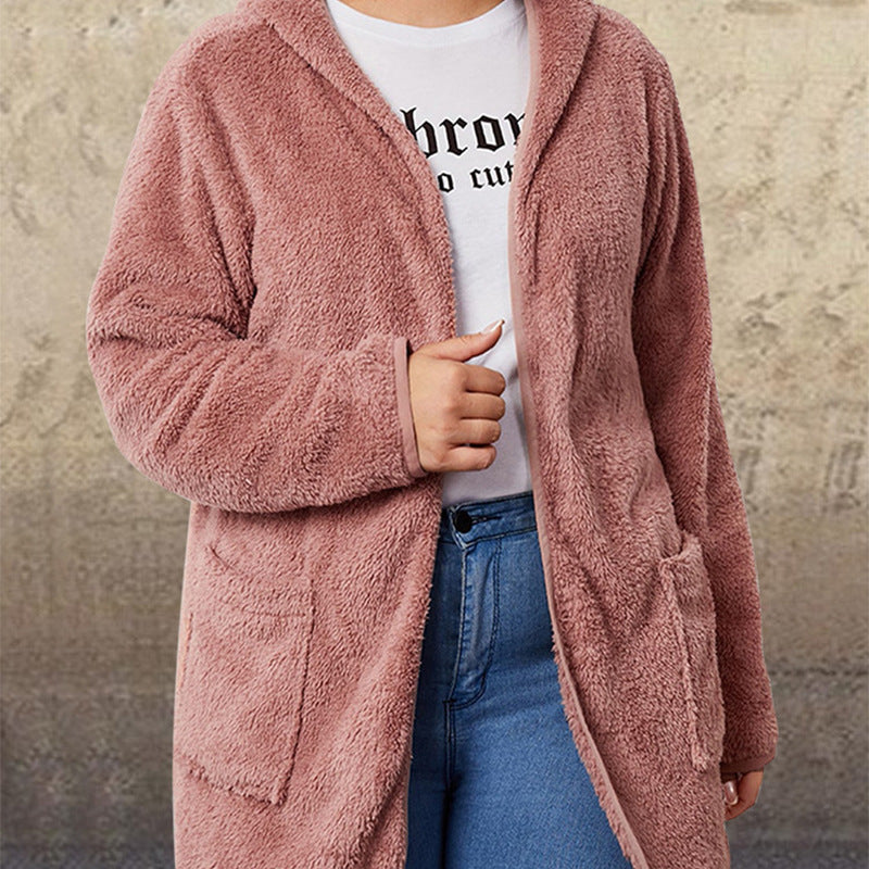 Chaqueta De Mujer De Longitud Media Delgada De Polar De Doble Cara Informal Europea Y Americana Suelta Urbana