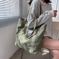 [W-Bolso] Bolso De Mujer De Lona Literaria, Bolso De Compras Portátil De Color De Contraste Informal Simple