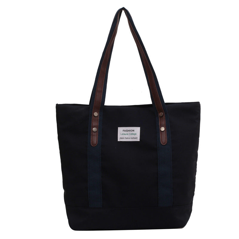 [W-Bolso] Bolso De Mujer De Lona Literaria, Bolso De Compras Portátil De Color De Contraste Informal Simple