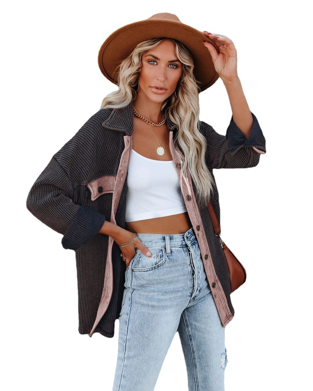 [W-Ropa] La Marea De La Calle Solapa Una Fila De Chaquetas De Manga Larga Y Abrigos