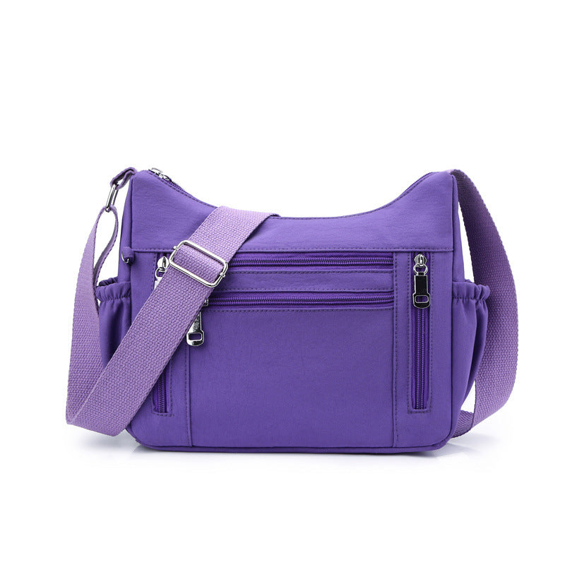 [W-Bolso] Bolso Bandolera Informal Con Cremallera Múltiple Bolso De Hombro Impermeable De Gran Capacidad