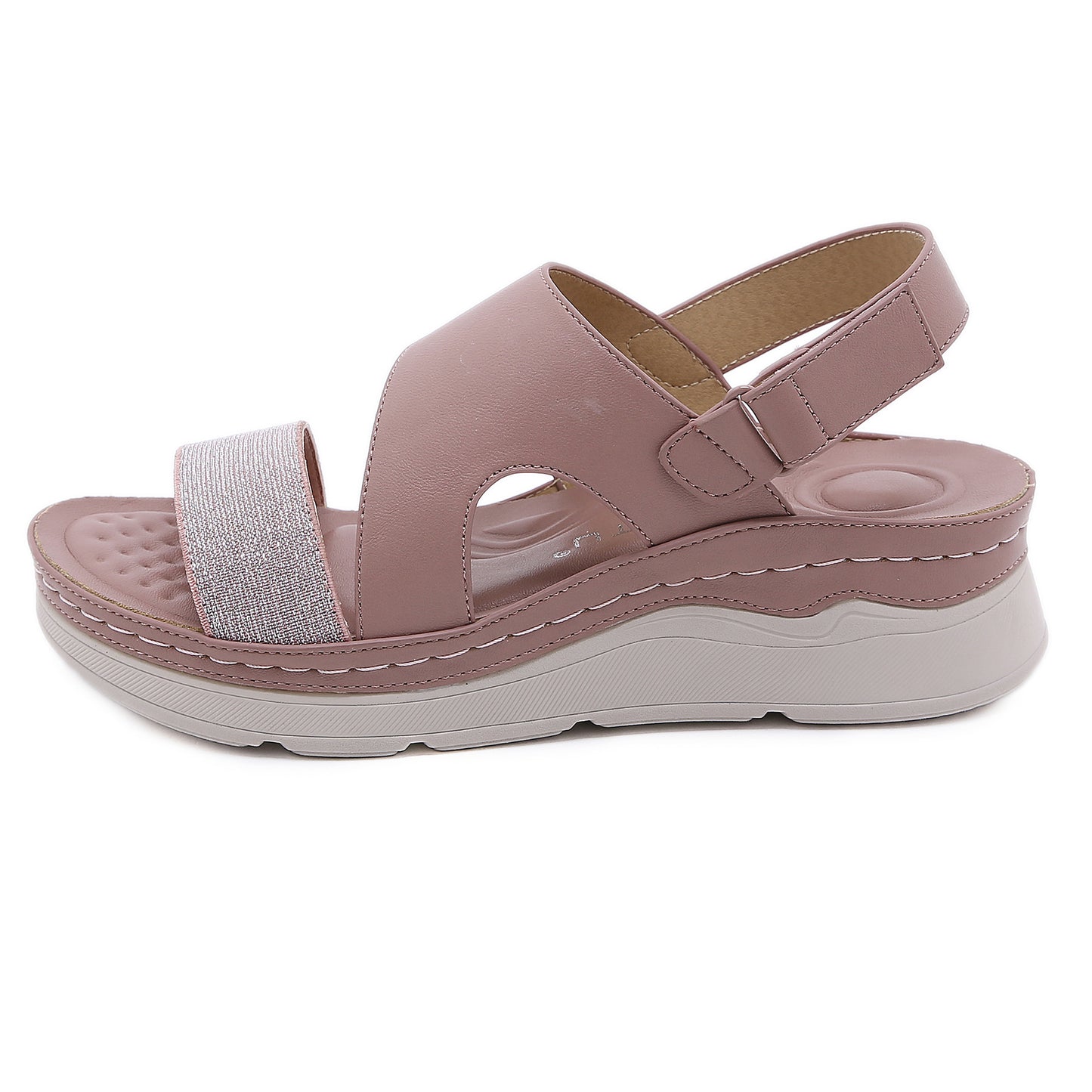 Sandalias De Mujer De Tacón De Cuña Casual De Velcro Ligero
