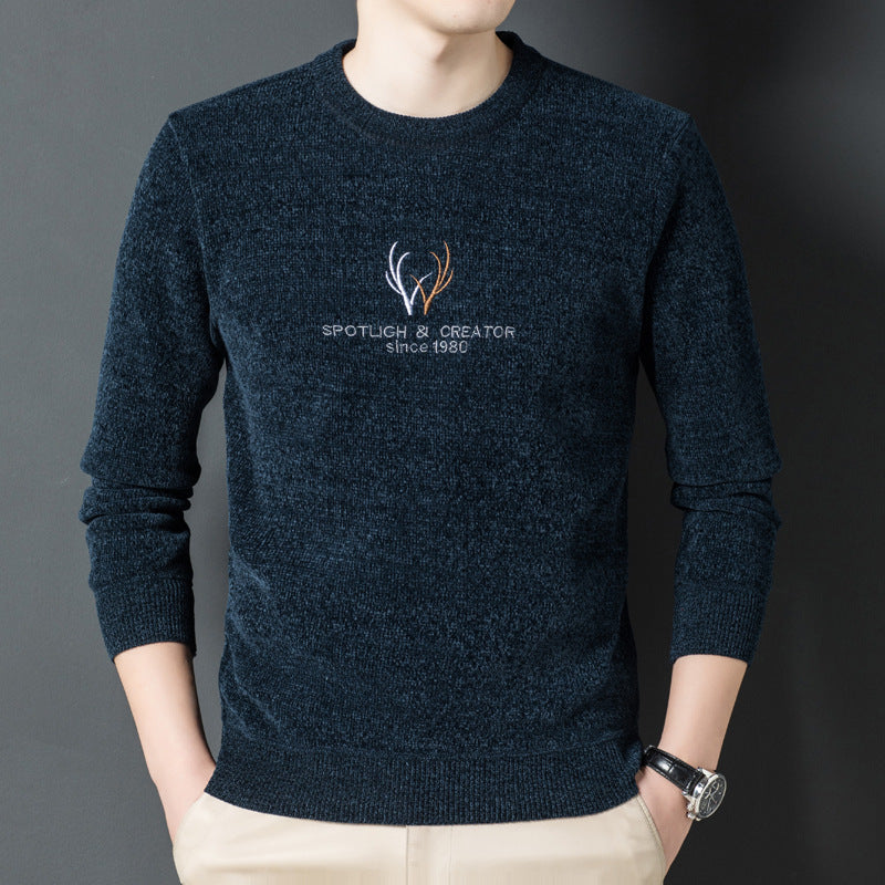 Camisa De Chenilla Gruesa Cálida Suéter Casual De Punto