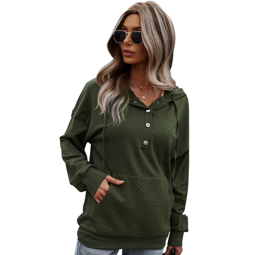 Suéter De Otoño E Invierno Chaqueta De Manga Larga De Color Sólido + Capucha + Bolsillo