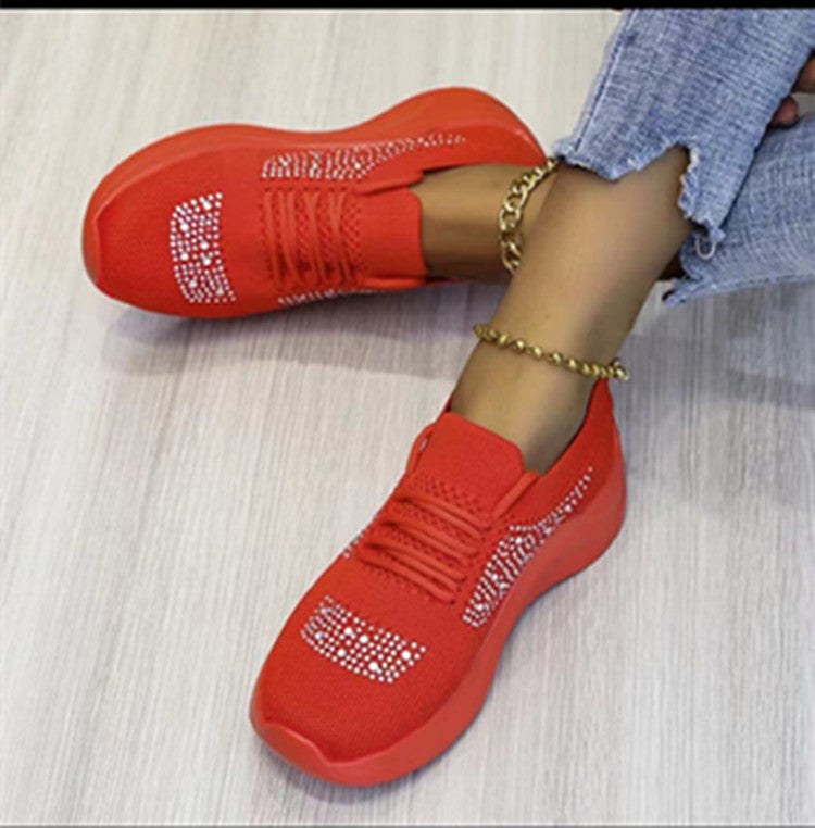 Nuevos zapatos de mujer transpirables con diamantes de imitación de malla