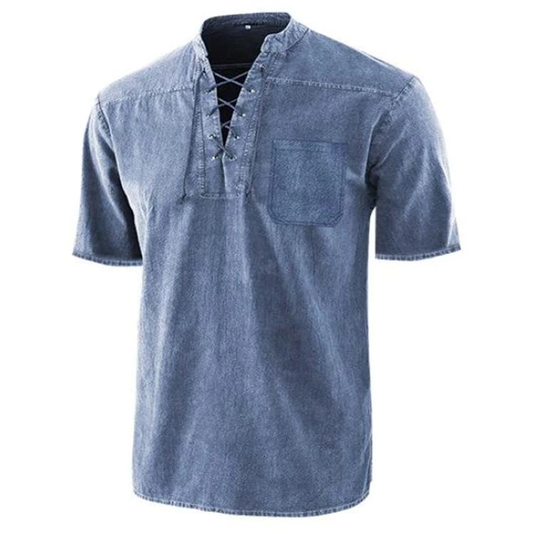 Camisa casual de verano de manga corta y cuello alto