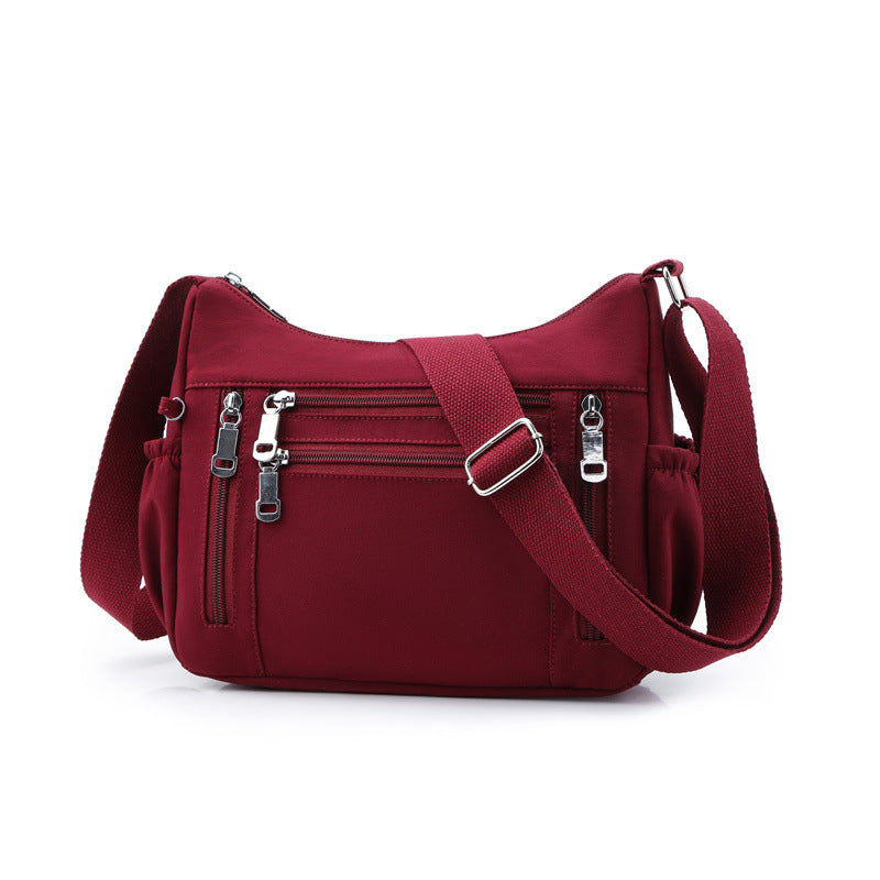 [W-Bolso] Bolso Bandolera Informal Con Cremallera Múltiple Bolso De Hombro Impermeable De Gran Capacidad