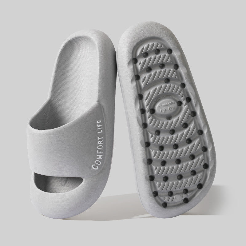 [W-Zapato] Sandalias Y Pantuflas Baotou Pisan Mierda Parte Inferior Gruesa Casa Interior Parejas Antideslizante Mudo Zapatillas Anticolisión