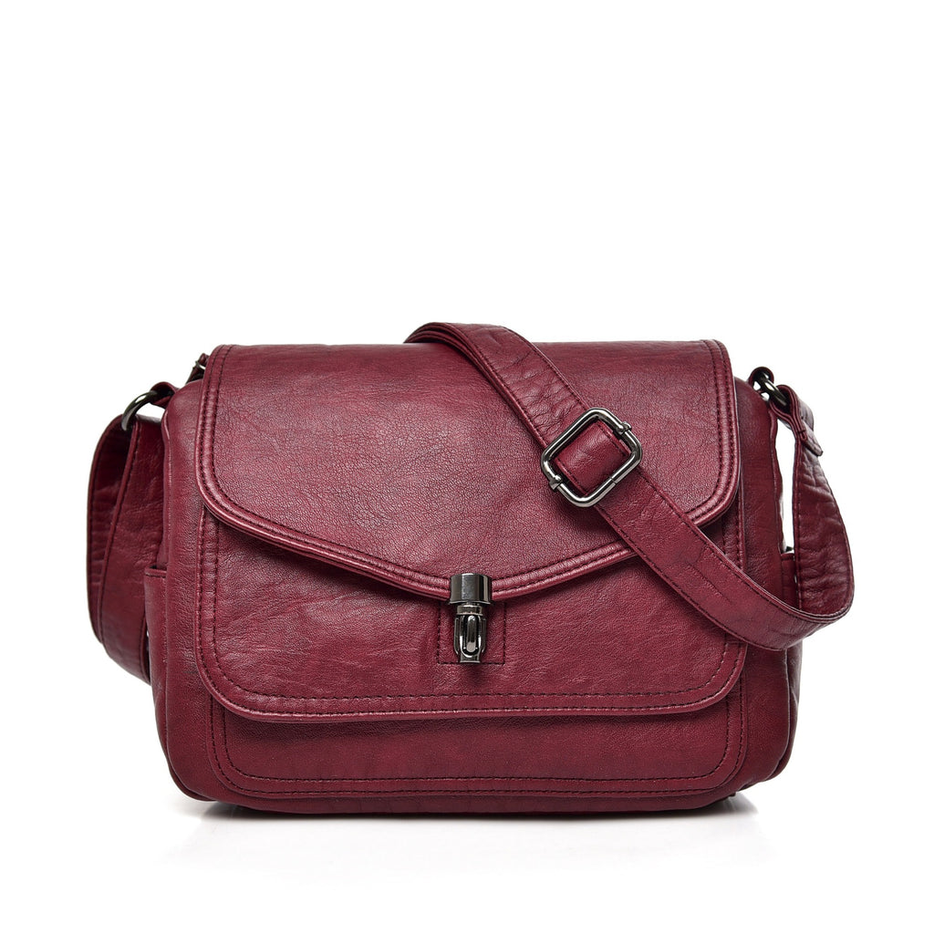 [W-Bolso] Temperamento Suave Cuero Popular Vintage Crossbody Bolsa