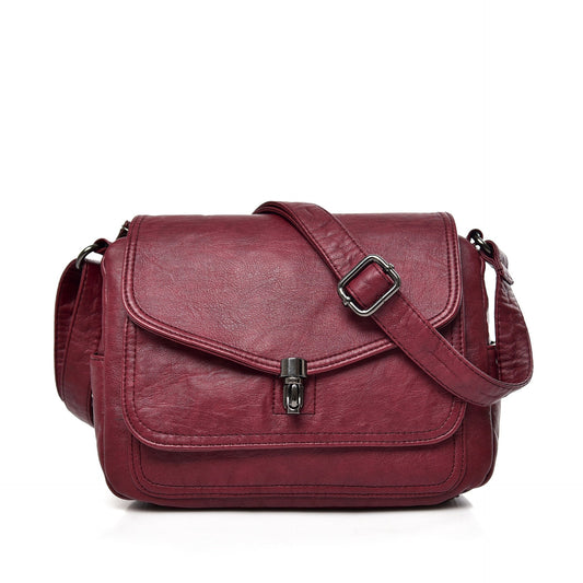 [W-Bolso] Temperamento Suave Cuero Popular Vintage Crossbody Bolsa