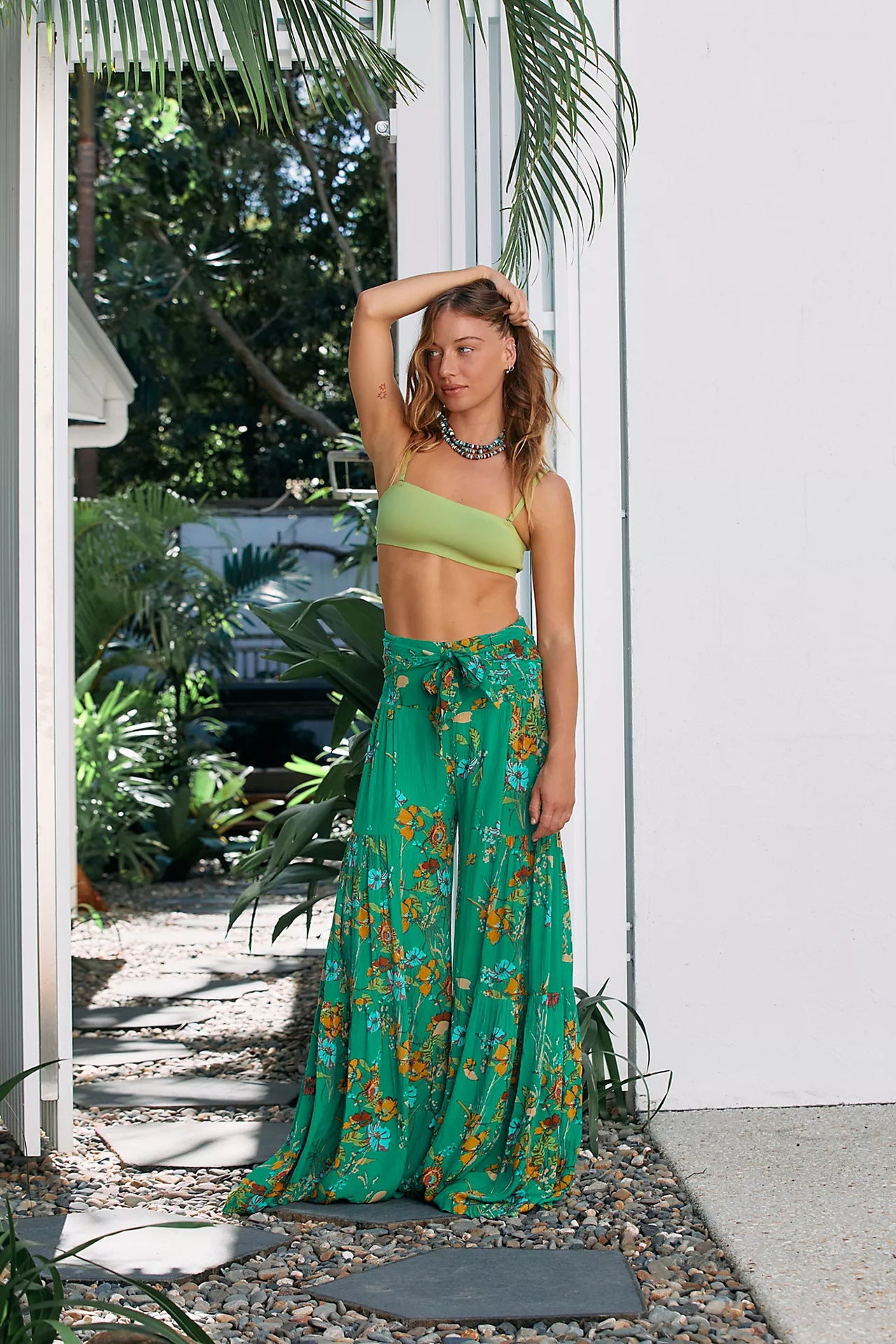 [W-Ropa] Pantalones Casuales Sueltos Pantalones De Pierna Ancha De Playa Pantalones Con Correa