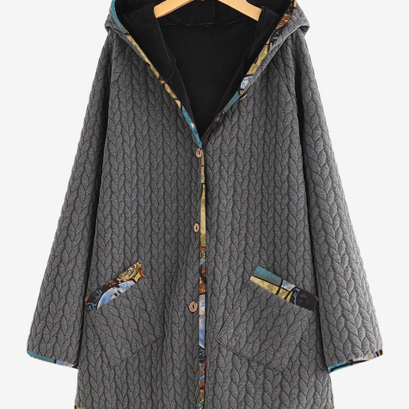 Chaqueta De Mujer Suelta De Manga Larga Con Costuras De Longitud Media Y Talla Grande