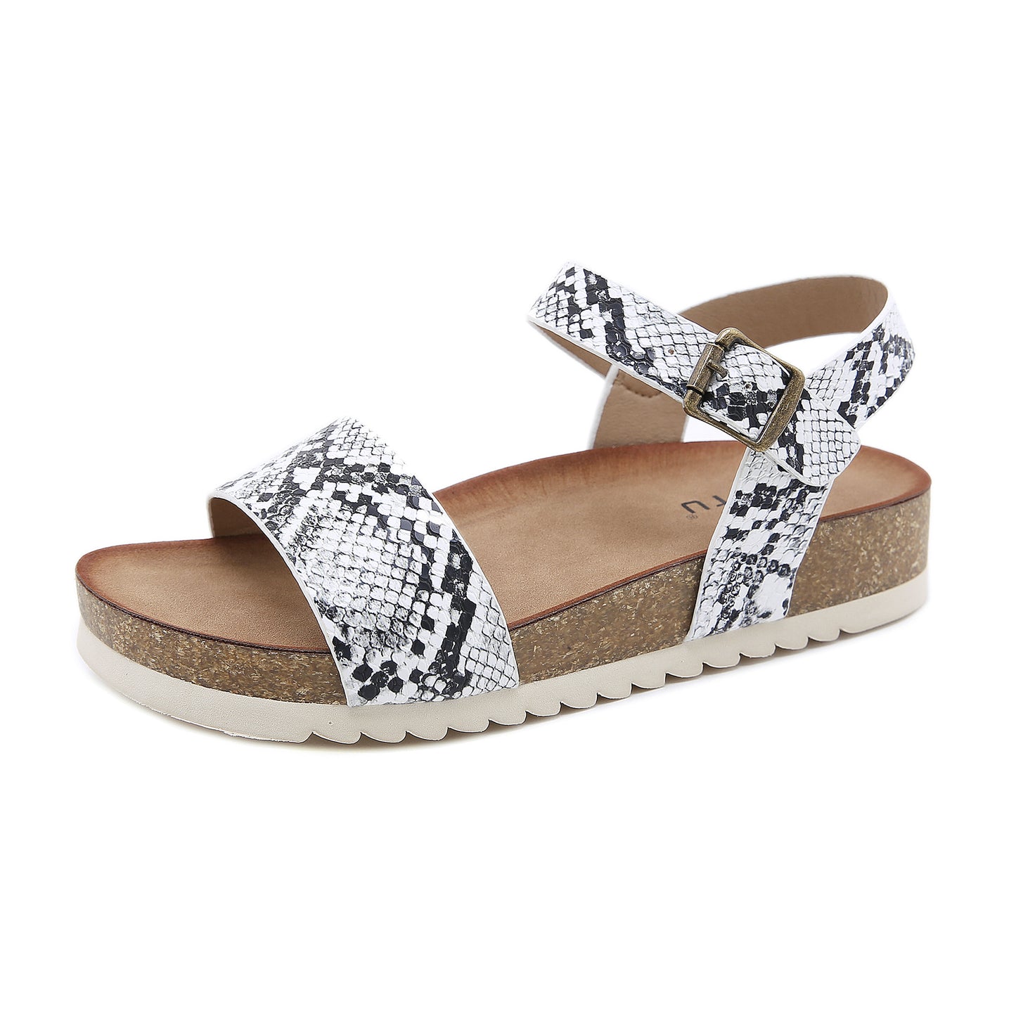 Cómodas Sandalias De Serpiente Caseras Antideslizantes Con Hebilla De Metal Y Suela Cortada En Madera