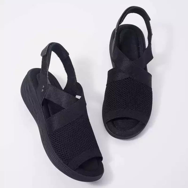 Sandalias de punto de cuña ajustables para mujer