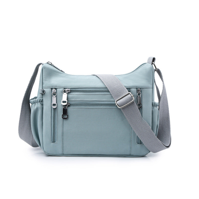 [W-Bolso] Bolso Bandolera Informal Con Cremallera Múltiple Bolso De Hombro Impermeable De Gran Capacidad