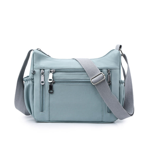 [W-Bolso] Bolso Bandolera Informal Con Cremallera Múltiple Bolso De Hombro Impermeable De Gran Capacidad