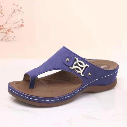 Sandalias De Cuña Abatibles Con Hebilla De Metal