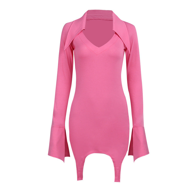 Sexy Vestido Dividido Con Cuello En V