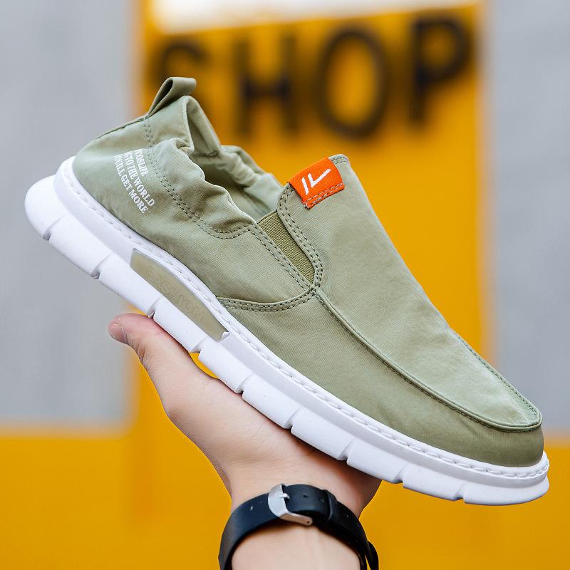 老北京布鞋男2021夏季新款透气雨伞布鞋潮流休闲一脚蹬懒人健步鞋