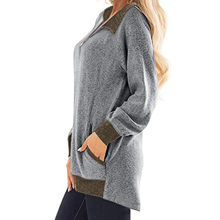 Street Hipster Holgada Solapa Europea Y Americana Parejas De Cobertura Suéter De Color Sólido