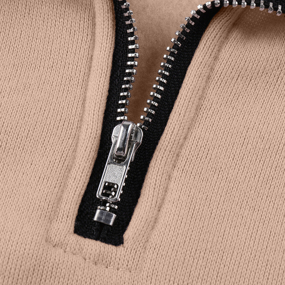 Nuevo Suéter De Manga Larga Con Cuello Alto Y Cremallera De Color Sólido Para Mujer