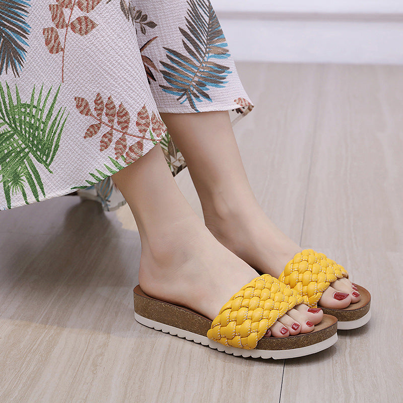 Zapatos De Playa Antideslizantes Cómodos Con Corte De Madera Tejida