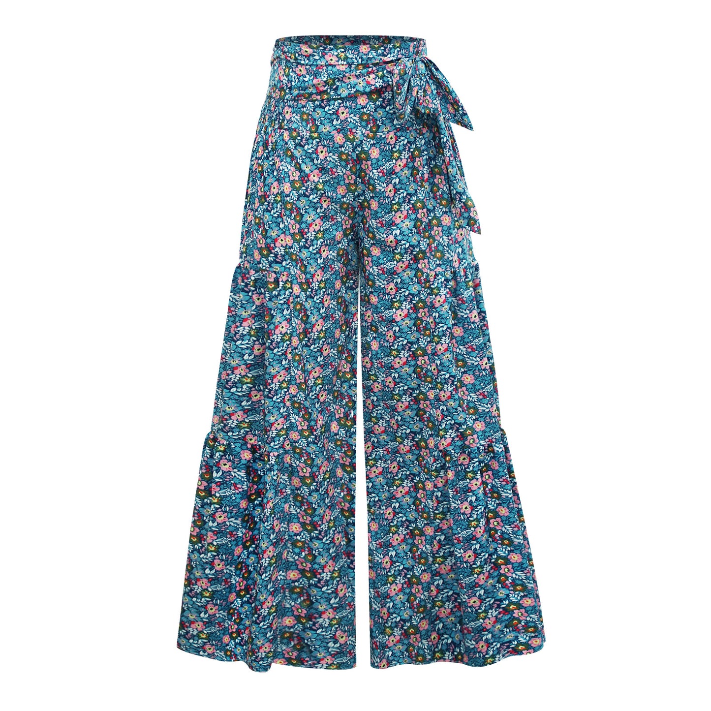 [W-Ropa] Pantalones Casuales Sueltos Pantalones De Pierna Ancha De Playa Pantalones Con Correa