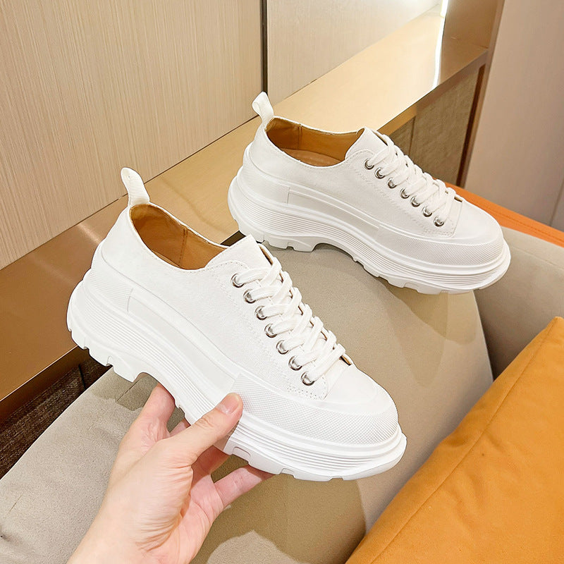 [W-Zapato] Zapatos De Lona De Suela Gruesa Para Mujeres