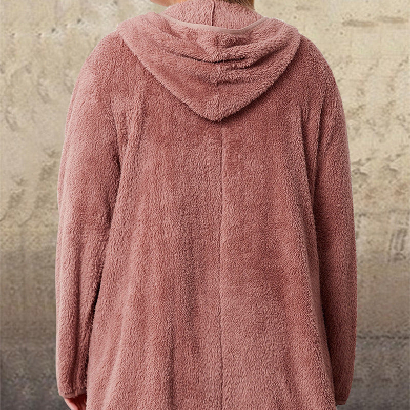 Chaqueta De Mujer De Longitud Media Delgada De Polar De Doble Cara Informal Europea Y Americana Suelta Urbana