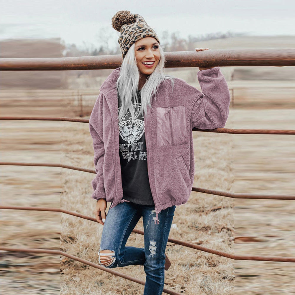 Abrigo De Lana Gruesa Para Mujer, De Comercio Exterior Europeo Y Americano, Con Cremallera, Abrigo Suelto De Gran Tamaño