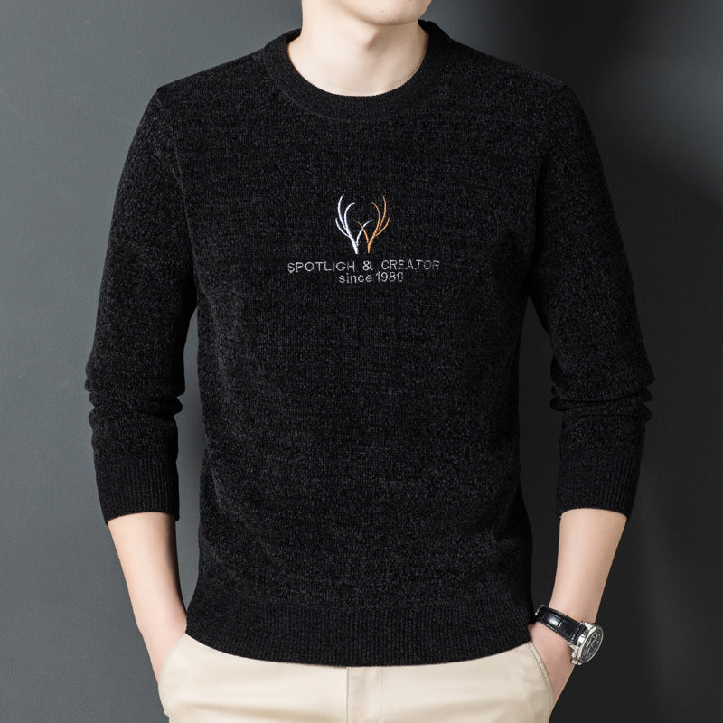 Camisa De Chenilla Gruesa Cálida Suéter Casual De Punto