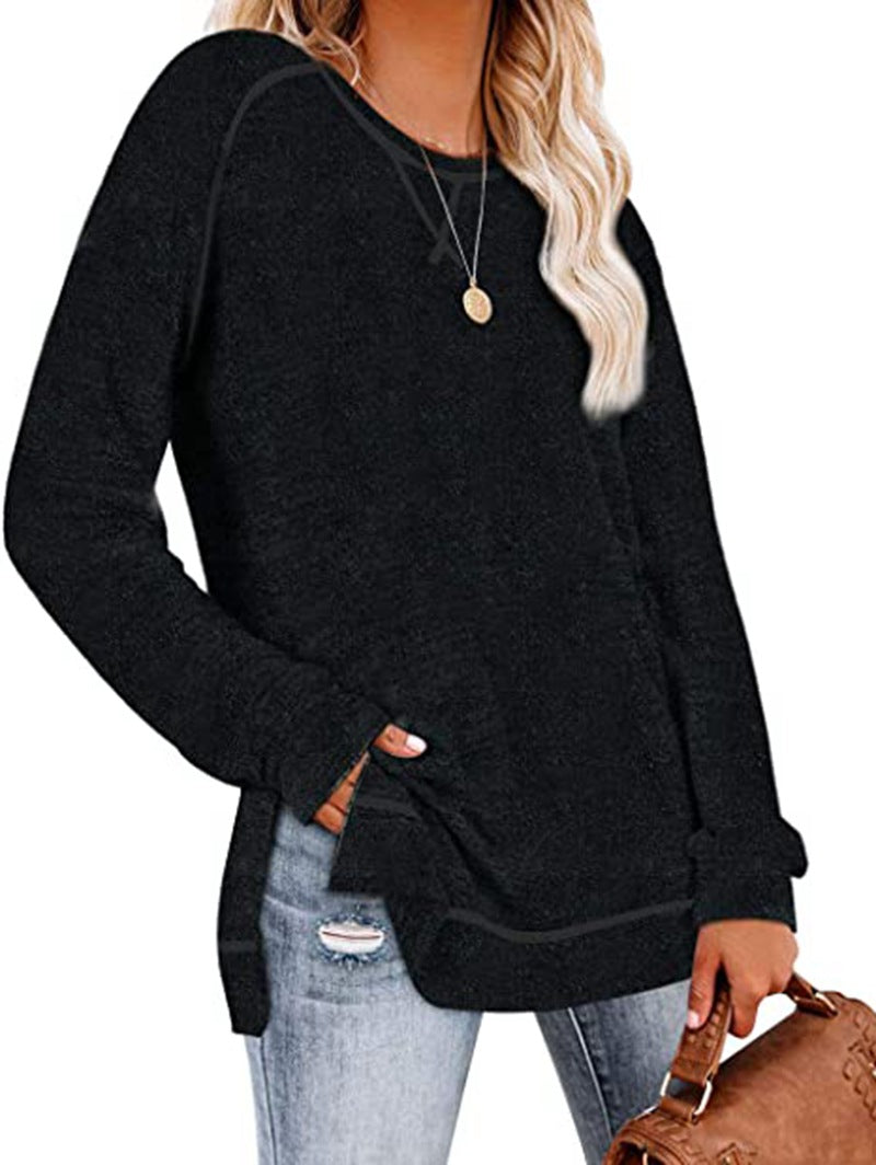 Jersey Holgado De Manga Larga Con Cuello Redondo Y Cuello Cruzado