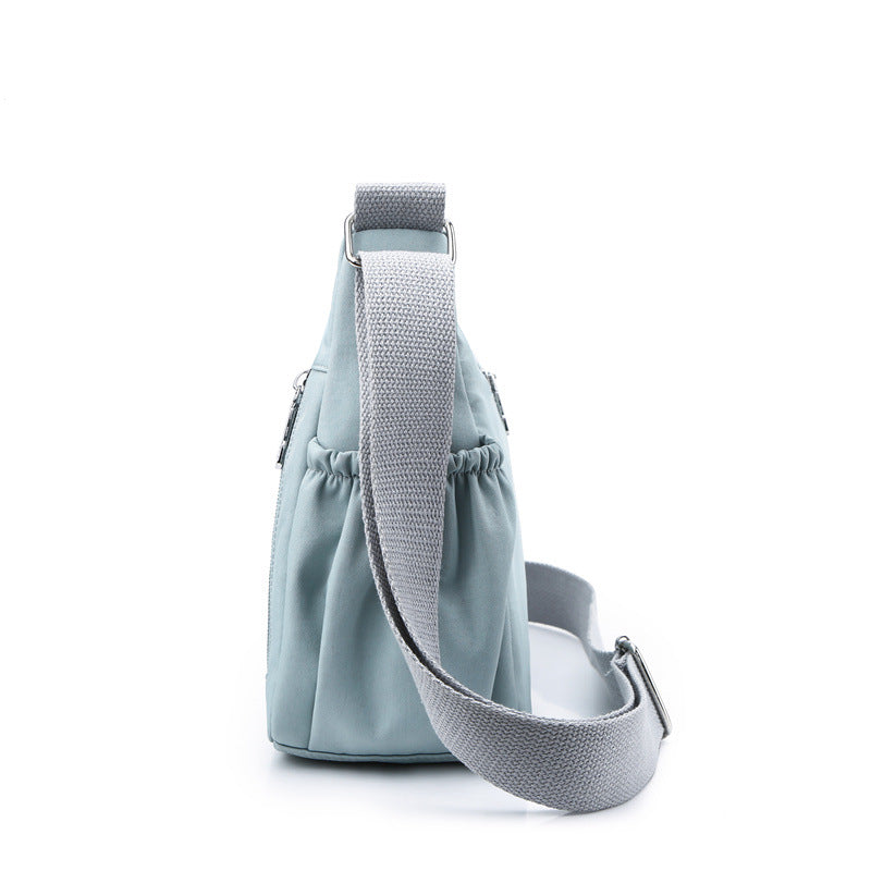 [W-Bolso] Bolso Bandolera Informal Con Cremallera Múltiple Bolso De Hombro Impermeable De Gran Capacidad