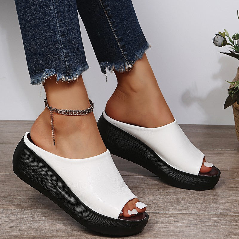 [W-Zapato] Zapatos De Mujer Casuales Con Suela Gruesa De Goma De Boca De Pescado