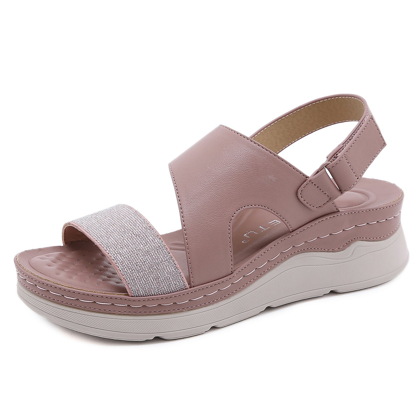 Sandalias De Mujer De Tacón De Cuña Casual De Velcro Ligero