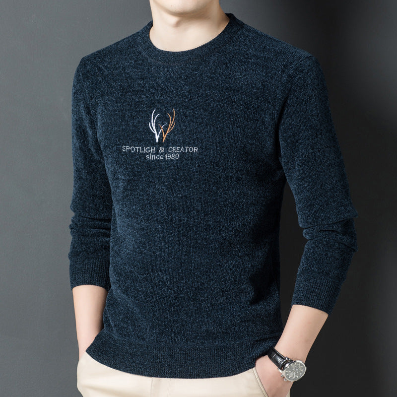 Camisa De Chenilla Gruesa Cálida Suéter Casual De Punto