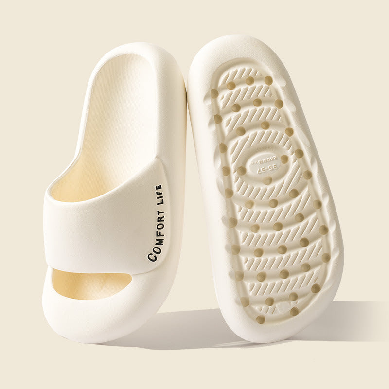 [W-Zapato] Sandalias Y Pantuflas Baotou Pisan Mierda Parte Inferior Gruesa Casa Interior Parejas Antideslizante Mudo Zapatillas Anticolisión