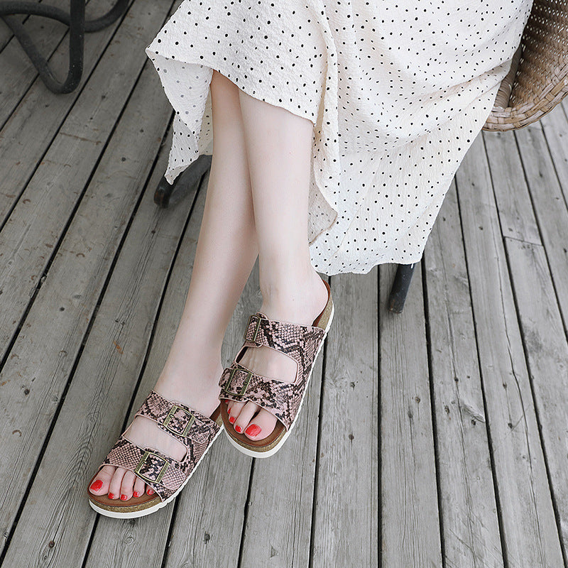 Zapatos De Playa Caseros Antideslizantes Cómodos Con Estampado De Serpiente