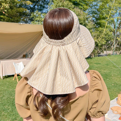 Sombrero De Sol Con Aleros Anchos Y Solapa De Cuello Para Mujeres