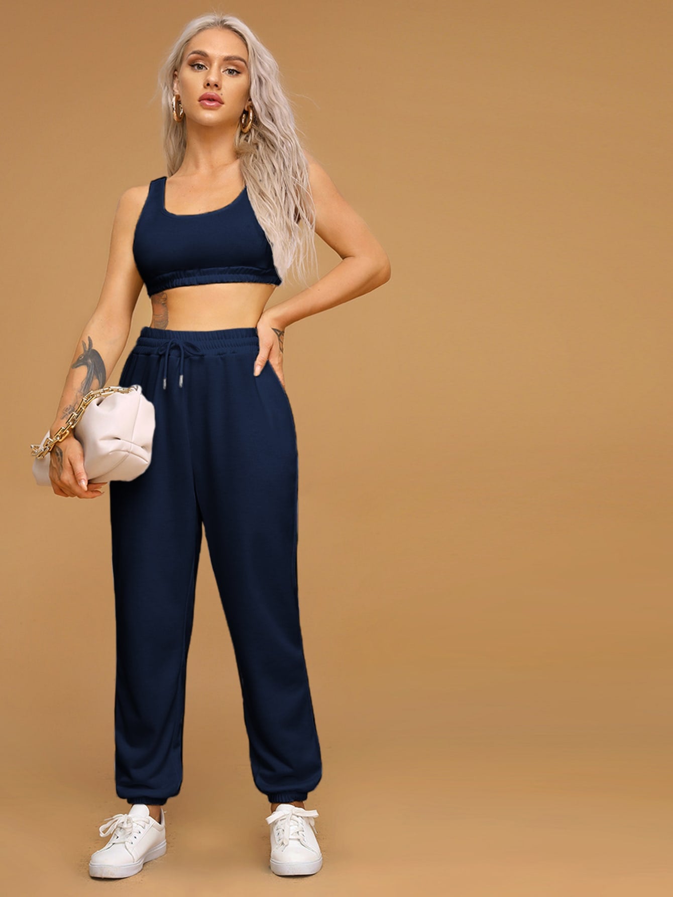 Traje De Pantalón Y Chaleco Deportivo De Moda Para Mujer