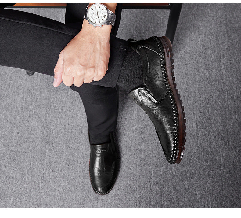 Zapatos De Cuero Retro Respirables Casuales Del Negocio De Los Nuevos Hombres