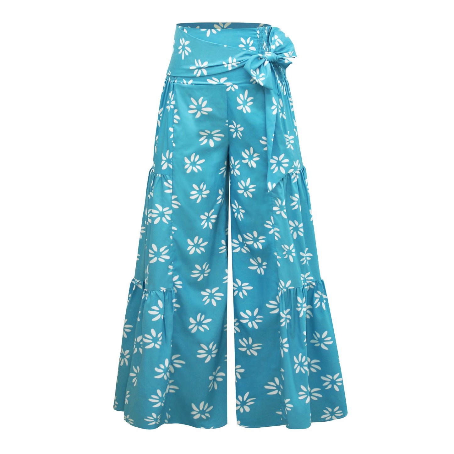 [W-Ropa] Pantalones Casuales Sueltos Pantalones De Pierna Ancha De Playa Pantalones Con Correa