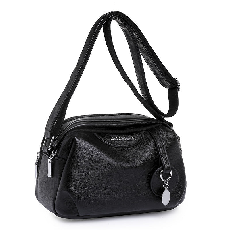 [W-Bolso] La Bolsa De Mensajero Con Textura De Cuero Suave De PU Está A La Moda Y Es Simple