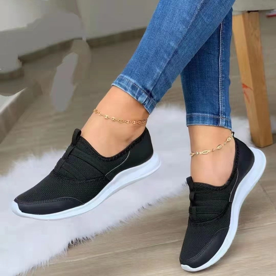 [W-Zapato] Zapatos Informales De Malla Con Plataforma Baja Y Tejido De Mosca