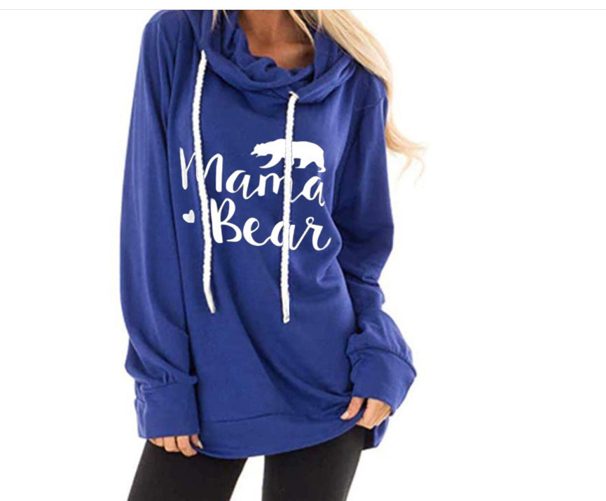 Suéter De Las Señoras De La Impresión De La Moda De La Capucha Del Cordón