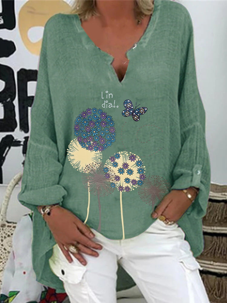 [W-Ropa] 2022 Primavera Casual Urban Casual Mujer Algodón Cuello En V Camisa De Talla Grande