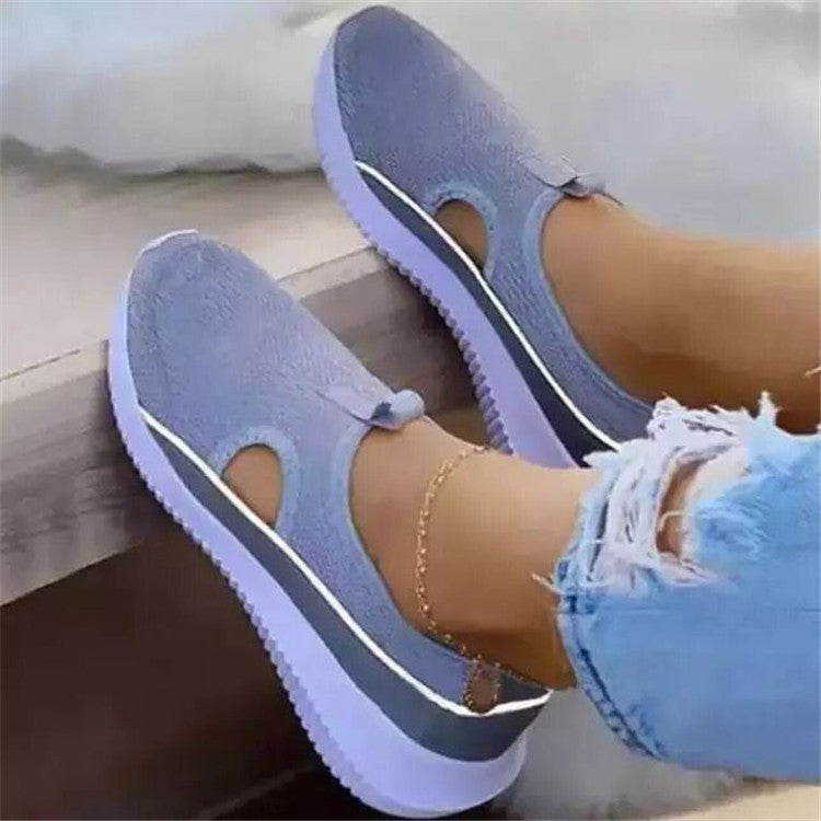 Zapatillas de deporte tejidas huecas de moda para mujer