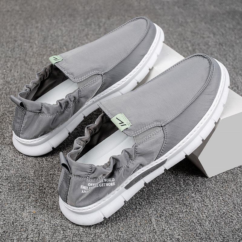 老北京布鞋男2021夏季新款透气雨伞布鞋潮流休闲一脚蹬懒人健步鞋