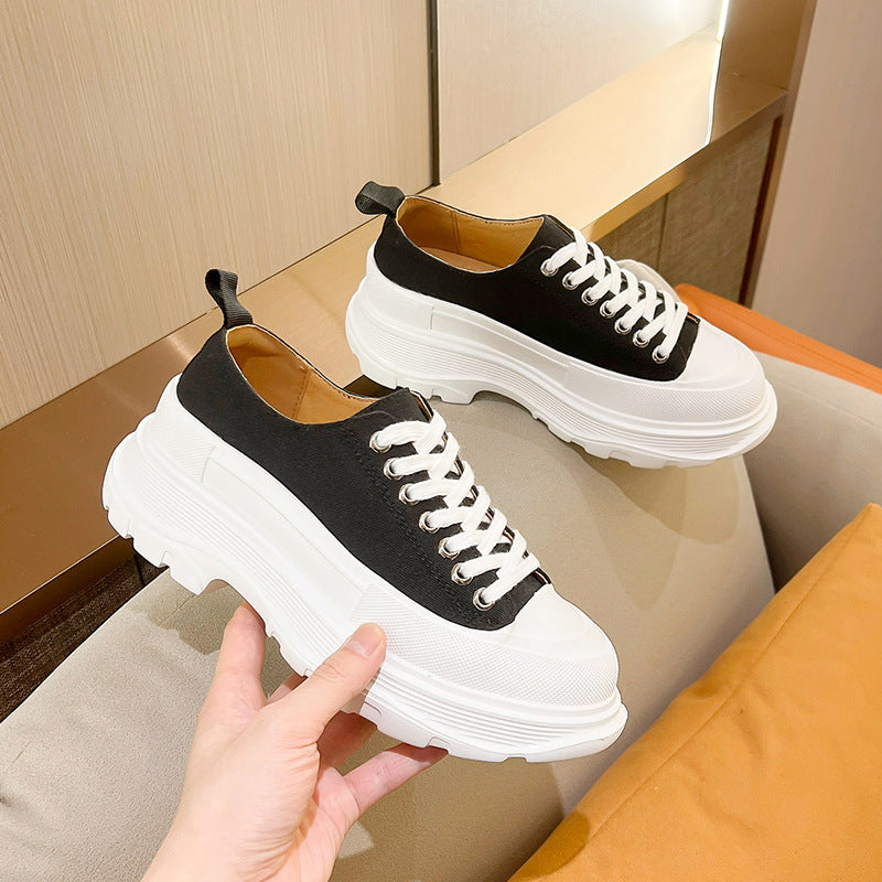 [W-Zapato] Zapatos De Lona De Suela Gruesa Para Mujeres